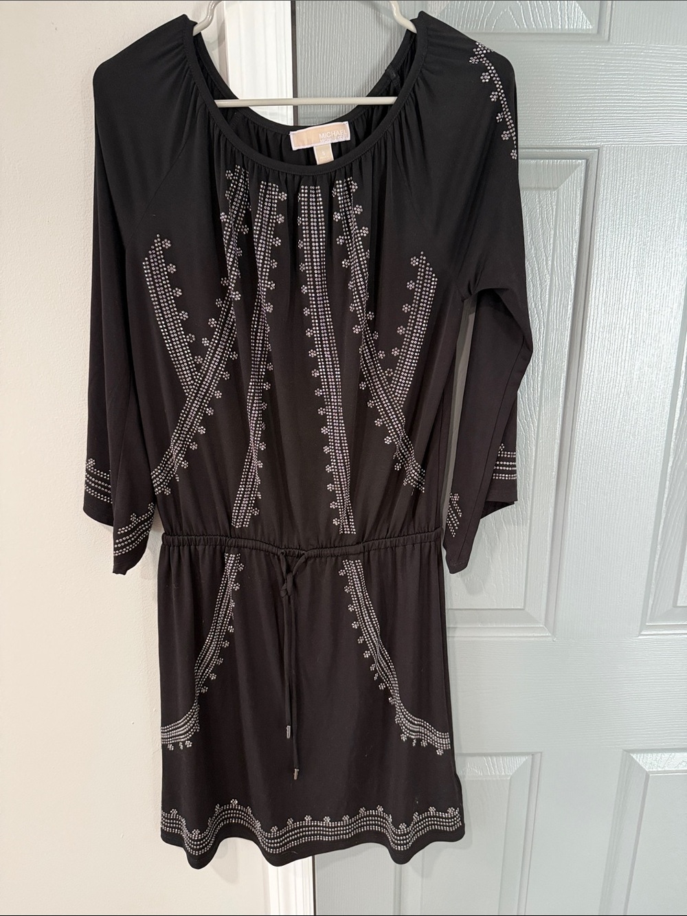 Michael Kors Black Mini Dress with Silver Stud Accents